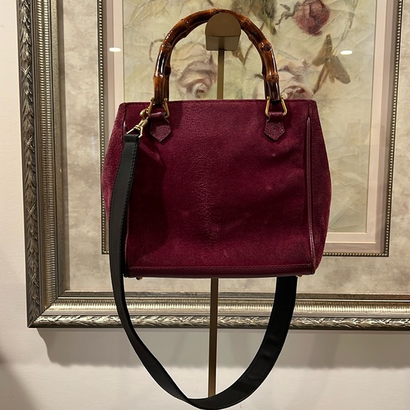 Gucci Purple Suede Bamboo Diana Crossbody Handbag with COA - some corner wear - Picture 3 of 17